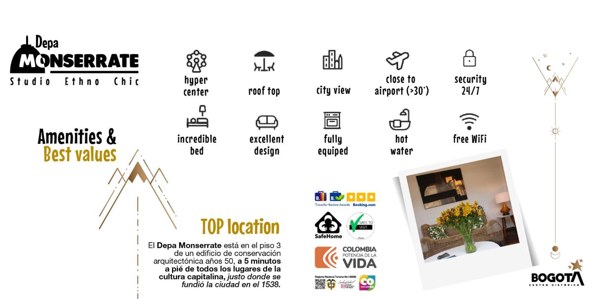 Depa Monserrate - Charming Historic Nest With Breathtaking Mountain Views - Apartaestudio 波哥大 外观 照片